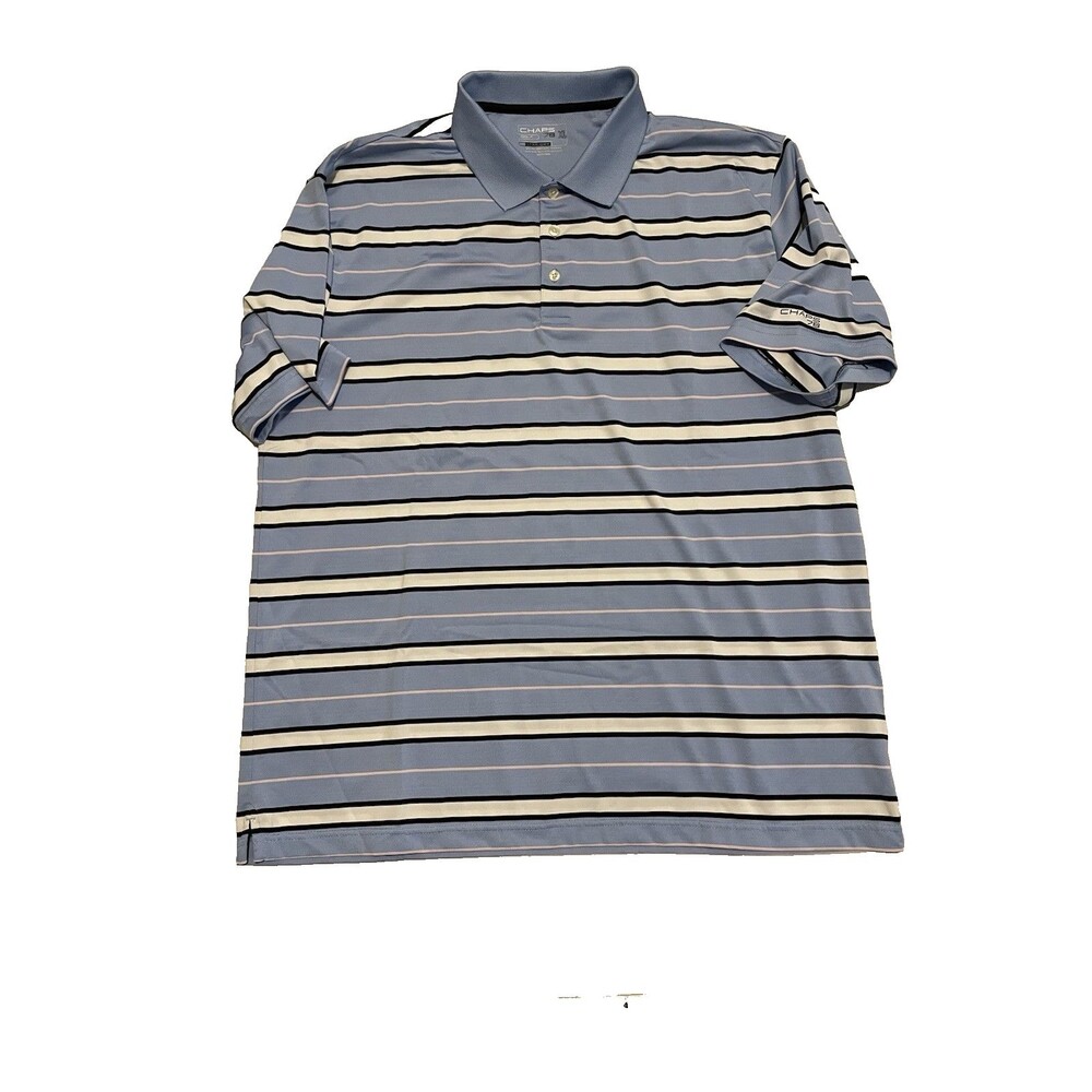 Chaps 78 Polo Shirt Men’s Size XL Blue Stripe Stay Dri Golf